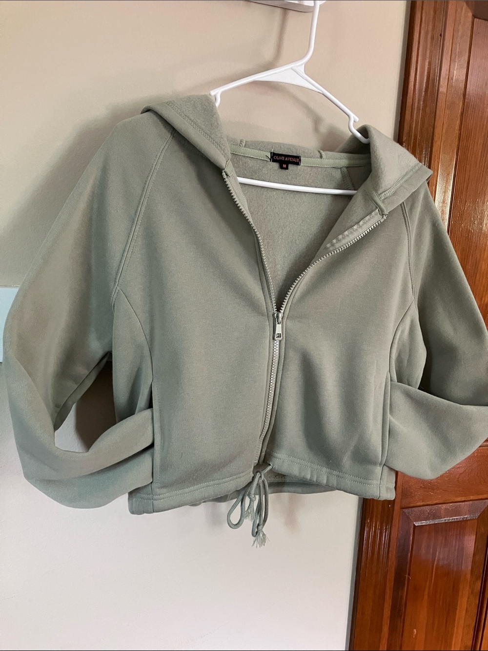 Cozy Cropped Hoodie in Sage w/ ability to wear tight or relaxed AND..FREE -GIFT